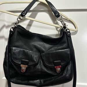 Coach Black Leather Tag with Blue Lining